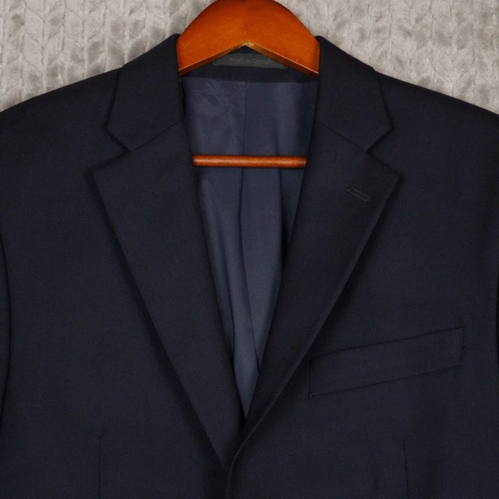 Lauren Ralph Lauren Blazer Men 38R Navy Blue Solid Sport Coat Wool Blend